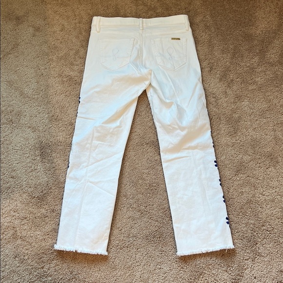 Lilly Pulitzer South Ocean crop flare pant with Lapis Geo Border Embroidery - Picture 7 of 11